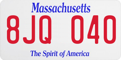 MA license plate 8JQ040