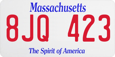 MA license plate 8JQ423