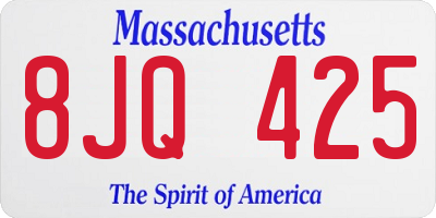 MA license plate 8JQ425