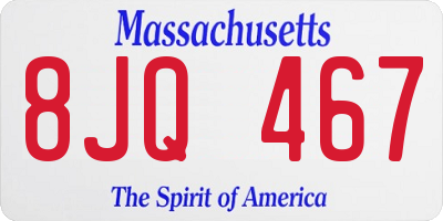 MA license plate 8JQ467