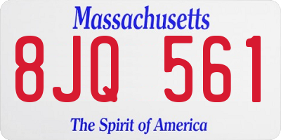 MA license plate 8JQ561