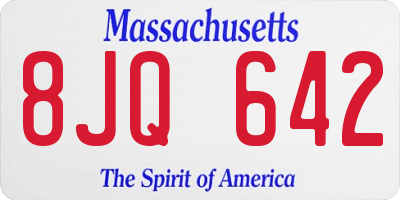 MA license plate 8JQ642