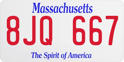 MA license plate 8JQ667