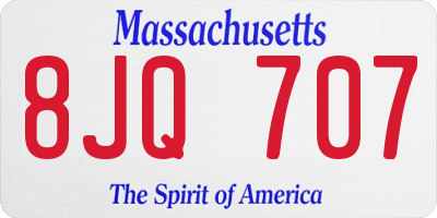 MA license plate 8JQ707