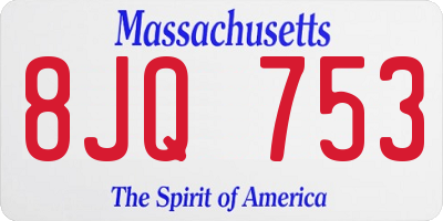 MA license plate 8JQ753