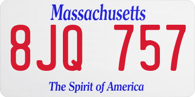 MA license plate 8JQ757