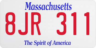 MA license plate 8JR311