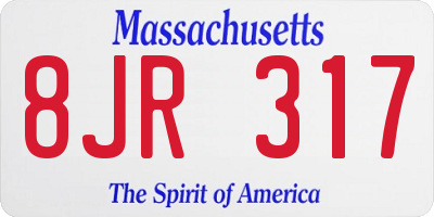 MA license plate 8JR317