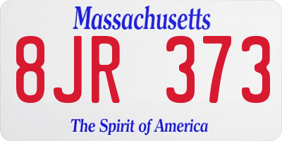MA license plate 8JR373
