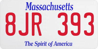 MA license plate 8JR393
