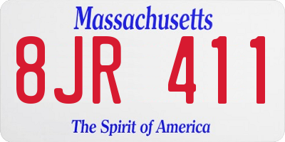 MA license plate 8JR411