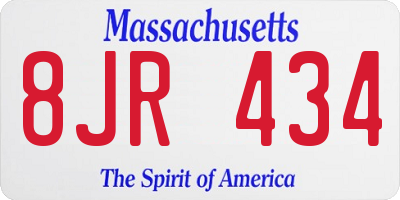 MA license plate 8JR434