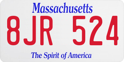 MA license plate 8JR524