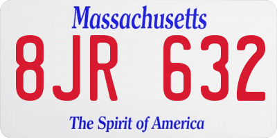 MA license plate 8JR632