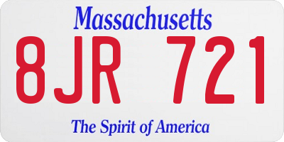 MA license plate 8JR721