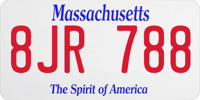 MA license plate 8JR788