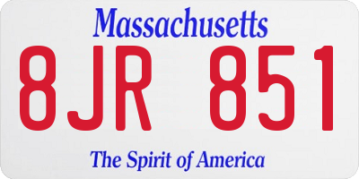 MA license plate 8JR851