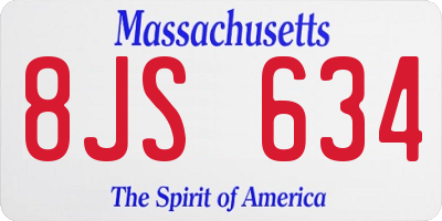 MA license plate 8JS634