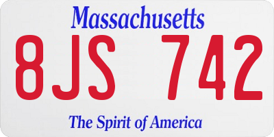 MA license plate 8JS742