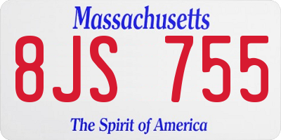 MA license plate 8JS755