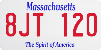 MA license plate 8JT120