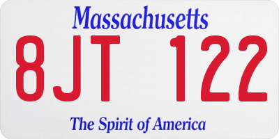 MA license plate 8JT122