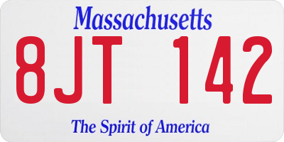 MA license plate 8JT142