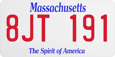 MA license plate 8JT191