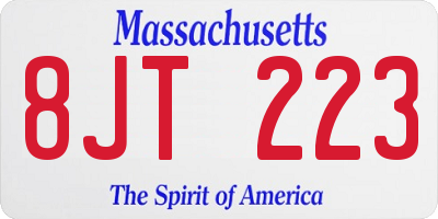 MA license plate 8JT223