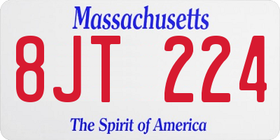 MA license plate 8JT224