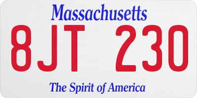 MA license plate 8JT230