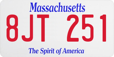 MA license plate 8JT251