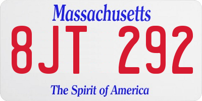 MA license plate 8JT292