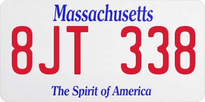 MA license plate 8JT338