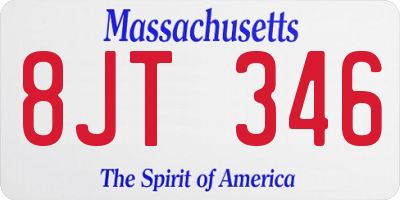 MA license plate 8JT346
