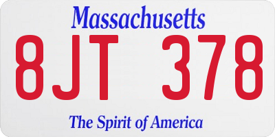 MA license plate 8JT378