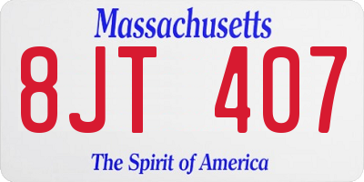 MA license plate 8JT407