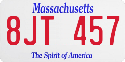 MA license plate 8JT457