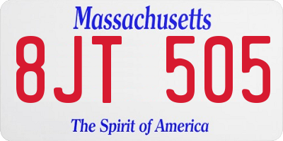 MA license plate 8JT505