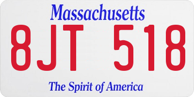 MA license plate 8JT518