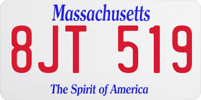 MA license plate 8JT519
