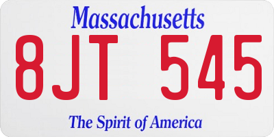 MA license plate 8JT545