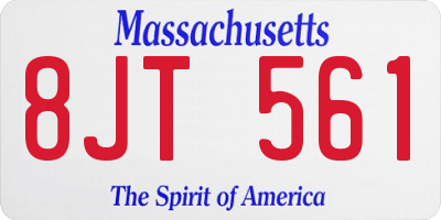 MA license plate 8JT561