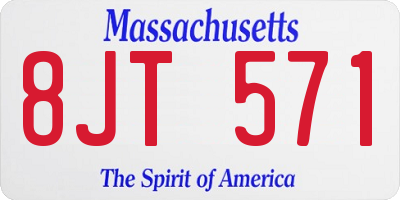 MA license plate 8JT571