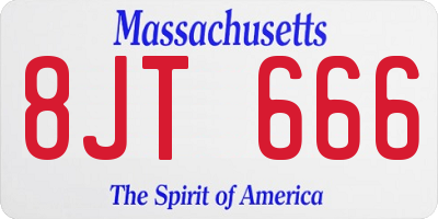 MA license plate 8JT666