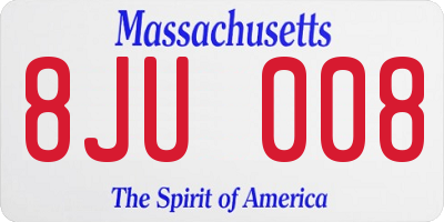 MA license plate 8JU008