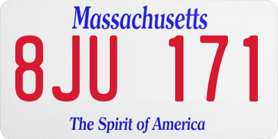MA license plate 8JU171