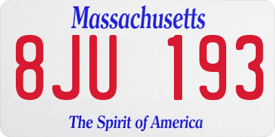 MA license plate 8JU193