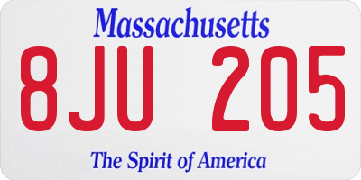 MA license plate 8JU205