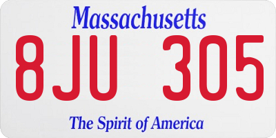 MA license plate 8JU305